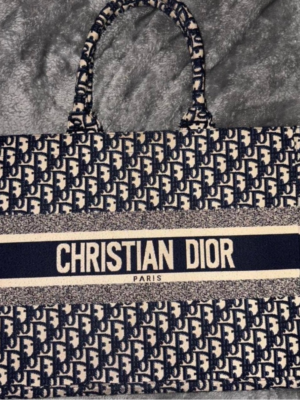 Dior Navy and Cream Jacquard Tote